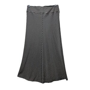 Aventura Womens Black White Striped Maxi Skirt‎ 100% Cotton Chevron Size Medium